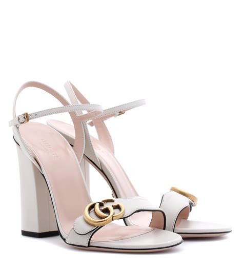 white gucci heeled sandals|gucci marmont open toe sandals.